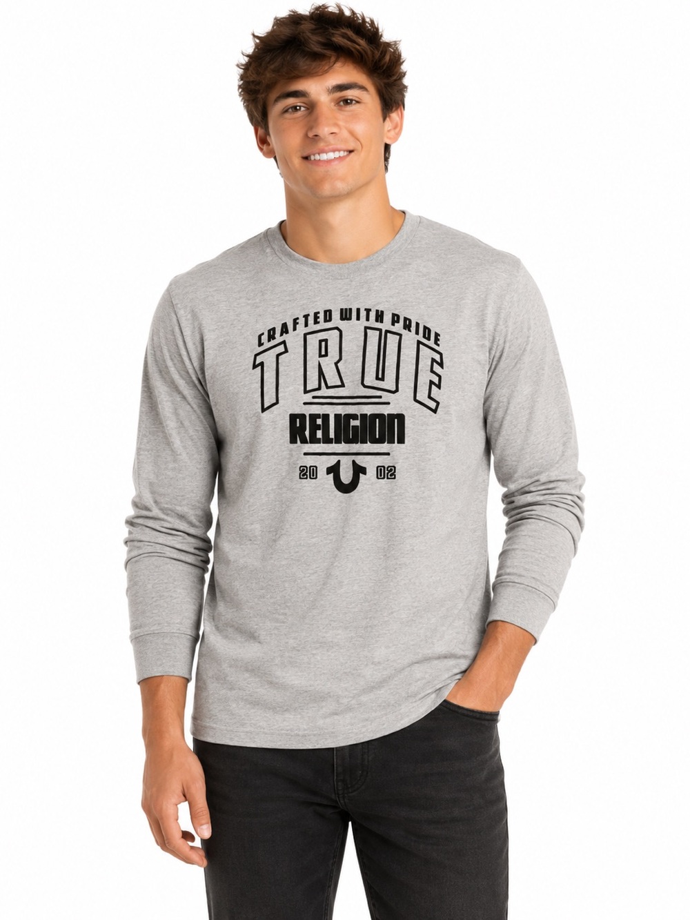 True Religion Crafted With Pride Grey Graphic Shirt
